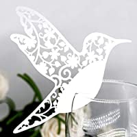 Los mejores  - AUNMAS 50pcs Tarjetas de Lugar de Boda Forma de pájaro Boda Nombre Hueco Tarjetas de Lugar Nombre de Mesa Personalizado…